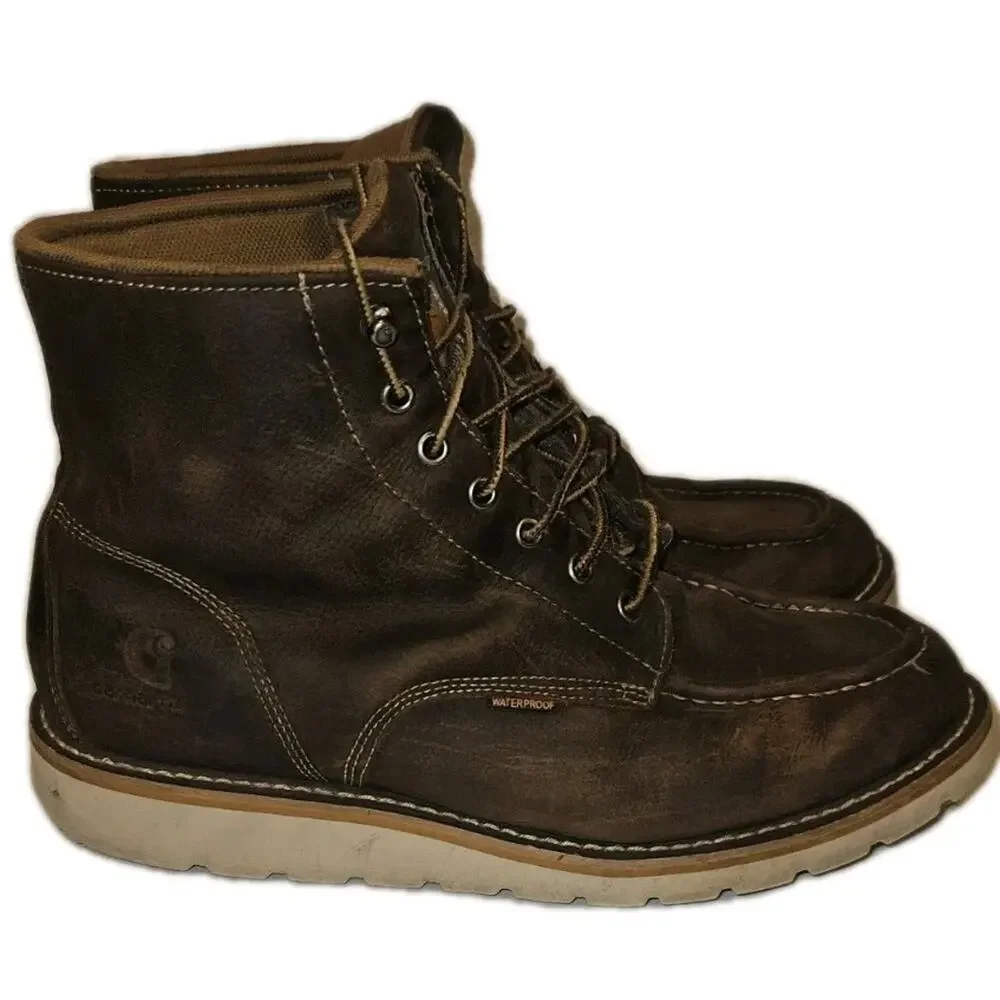 Carhartt CMW6095 Waterproof Wedge Brown Oil Leather Work Boots Men's size 13